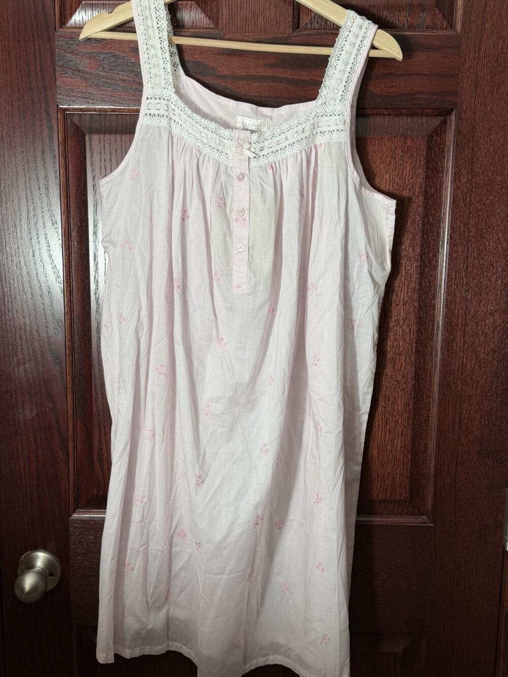 Classic Elements Nightgown NWT NOS 100% Cotton Pink Lace M Cottagecore VTG 80s